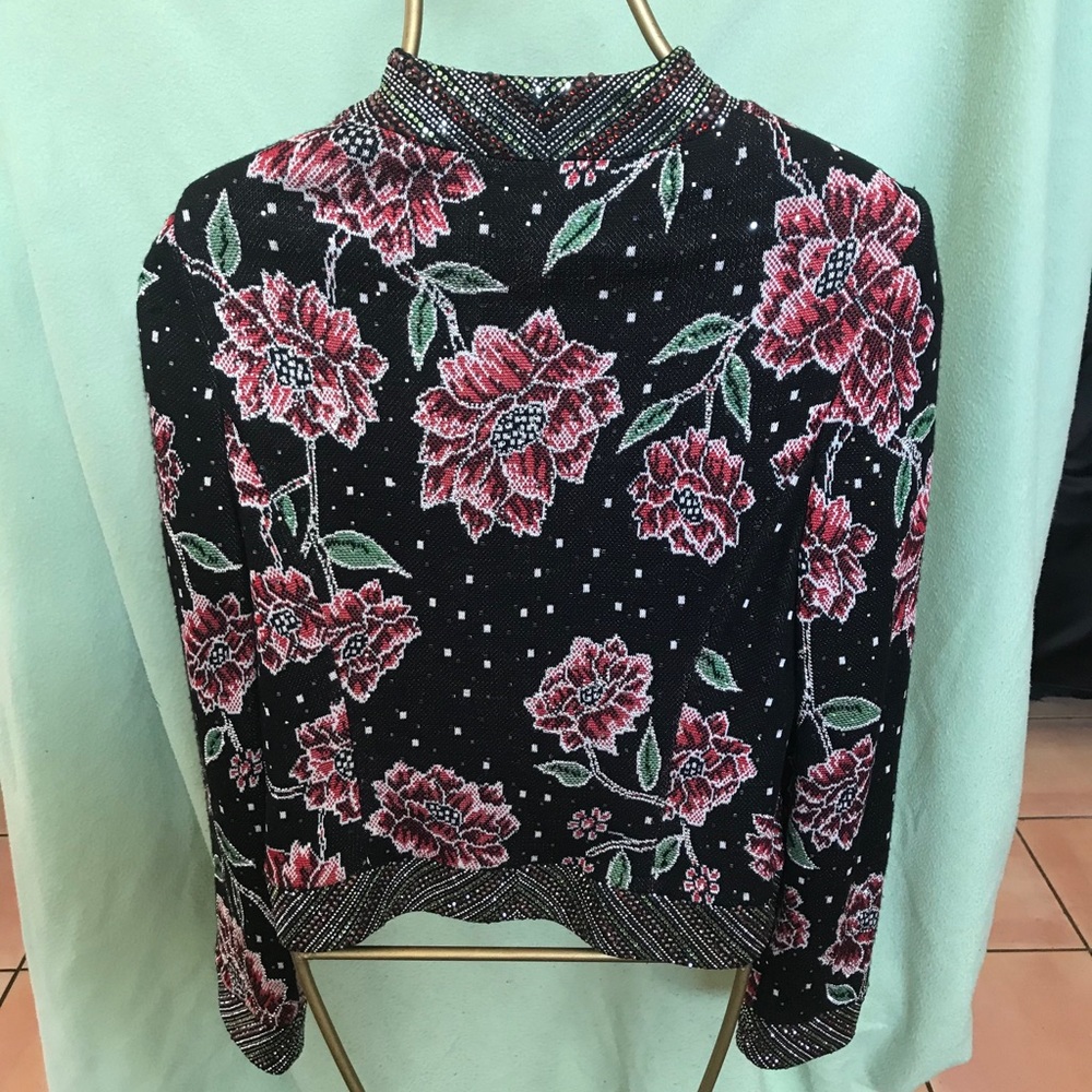 AUTHENTIC ST. JOHN COUTURE CRYSTAL FLORAL BLAZER 6